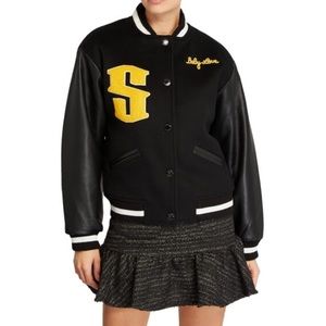 Sandro Wool and Leather Varsity Jacket